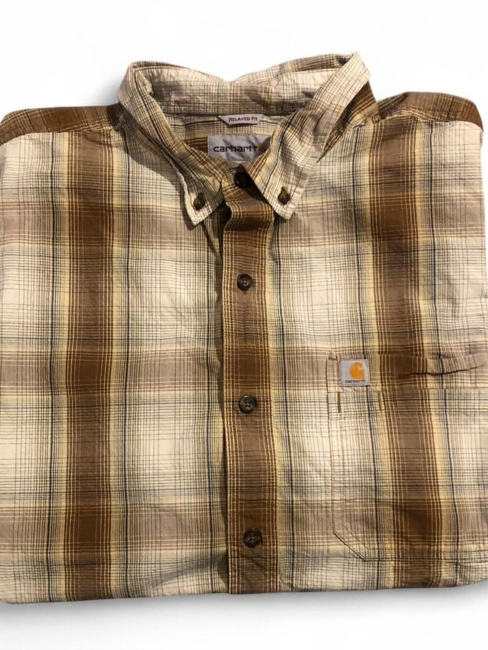 Carhartt Men's Brown and Tan Shirt Men's XXL Relaxed Fit Y2K SKATER